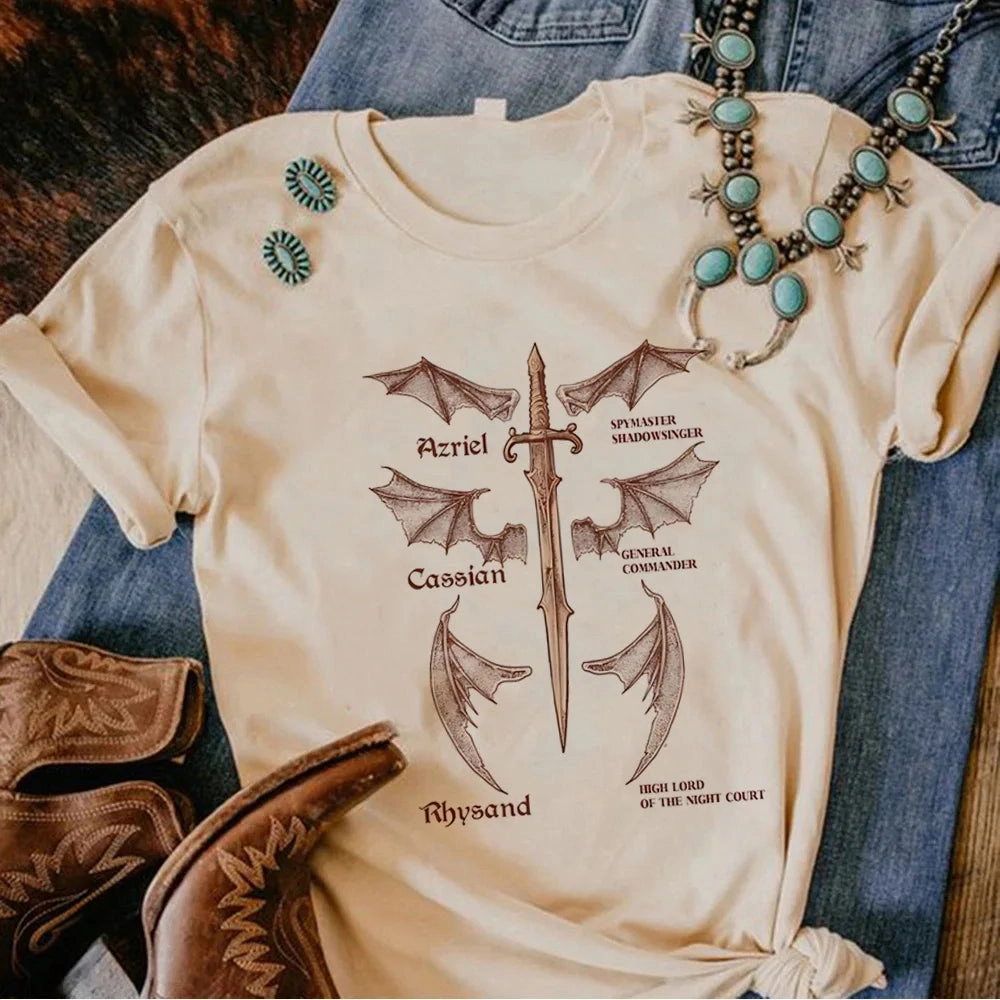Anime-Inspired Women??s Y2K Graphic Tee - Acotar Design, Casual & Comfy Short Sleeve Top for Fun Fashion