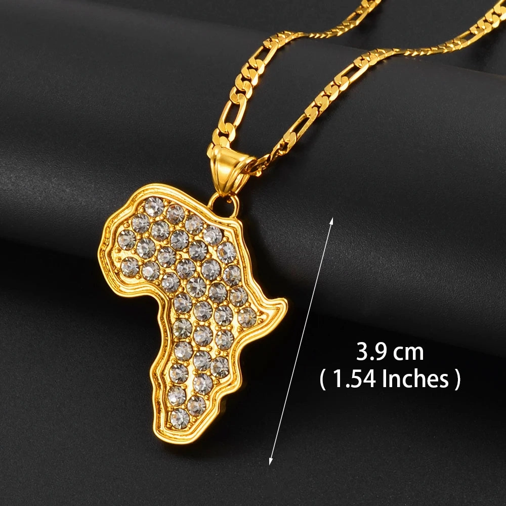 Anniyo Africa Map Pendant Necklace Silver Gold Ethiopian Jewelry