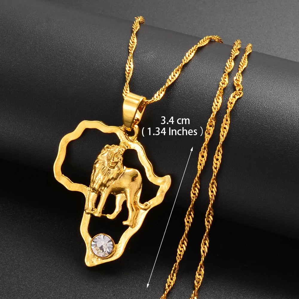 Anniyo Africa Map Pendant Necklace Silver Gold Ethiopian Jewelry