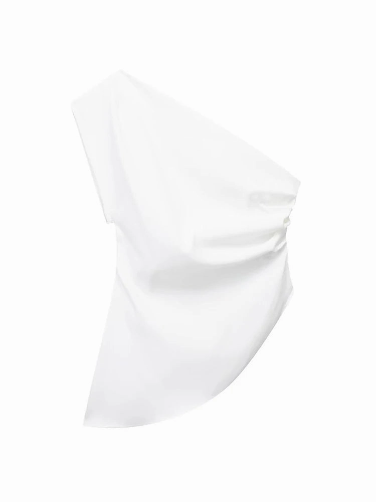 Asymmetric T-Shirt Off Shoulder Top for Spicy Girl Fashion