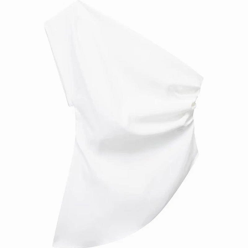 Asymmetric T-Shirt Off Shoulder Top for Spicy Girl Fashion