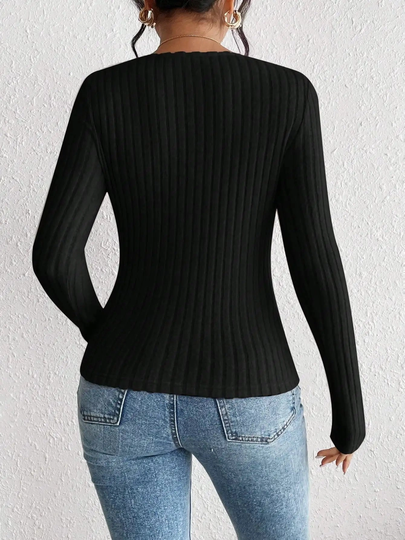 Autumn and Winter Fashion Diamond Collar Knitted Shirt Tops