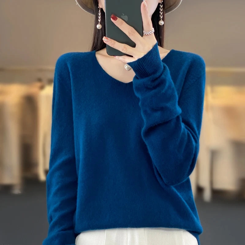 Autumn and Winter New Wool Cashmere V-Neck Sweater