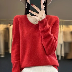 Autumn and Winter New Wool Cashmere V-Neck Sweater