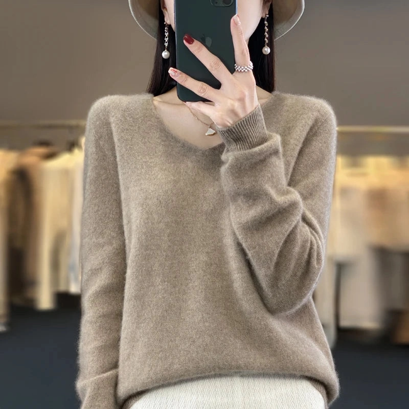 Autumn and Winter New Wool Cashmere V-Neck Sweater