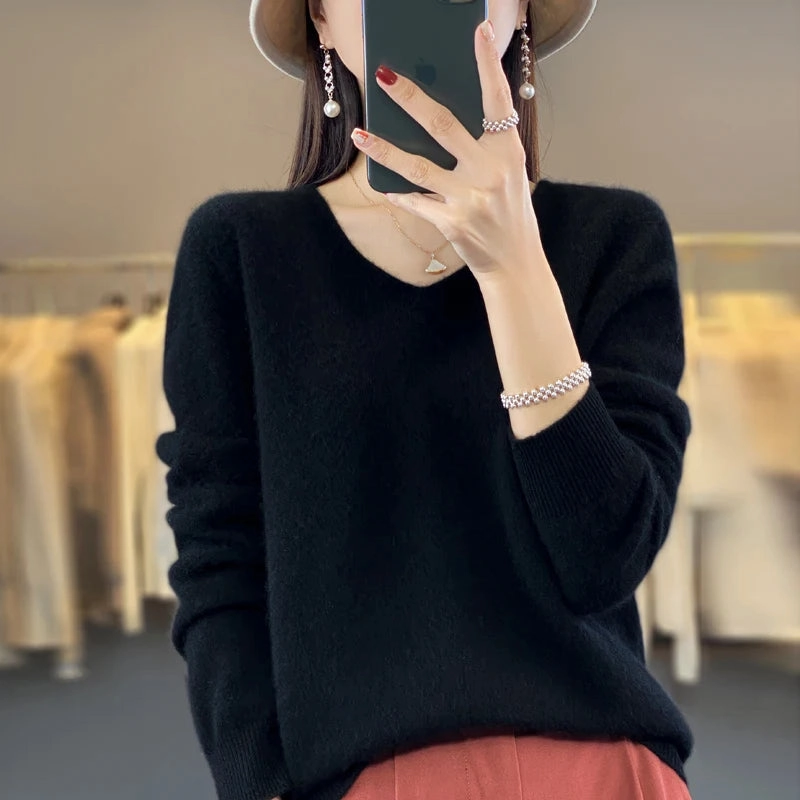 Autumn and Winter New Wool Cashmere V-Neck Sweater