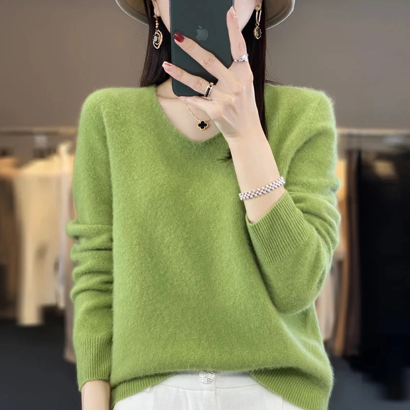 Autumn and Winter New Wool Cashmere V-Neck Sweater