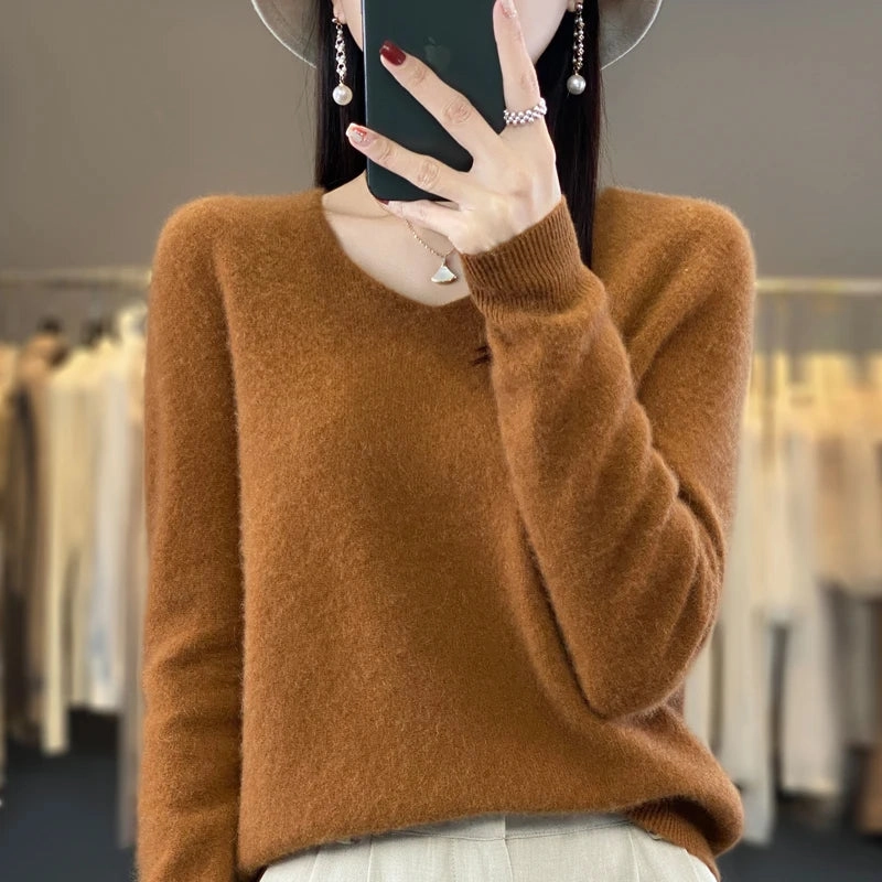 Autumn and Winter New Wool Cashmere V-Neck Sweater