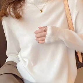 Autumn Winter Chic Turtleneck Pullover for Women Soft Warm Knitted Jumper