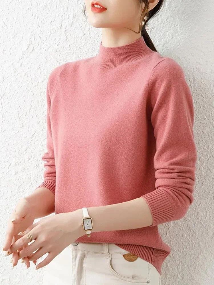 Autumn Winter Turtleneck Pullover Women Knitted Jumper Soft Warm