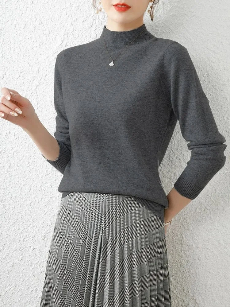 Autumn Winter Turtleneck Pullover Women Knitted Jumper Soft Warm