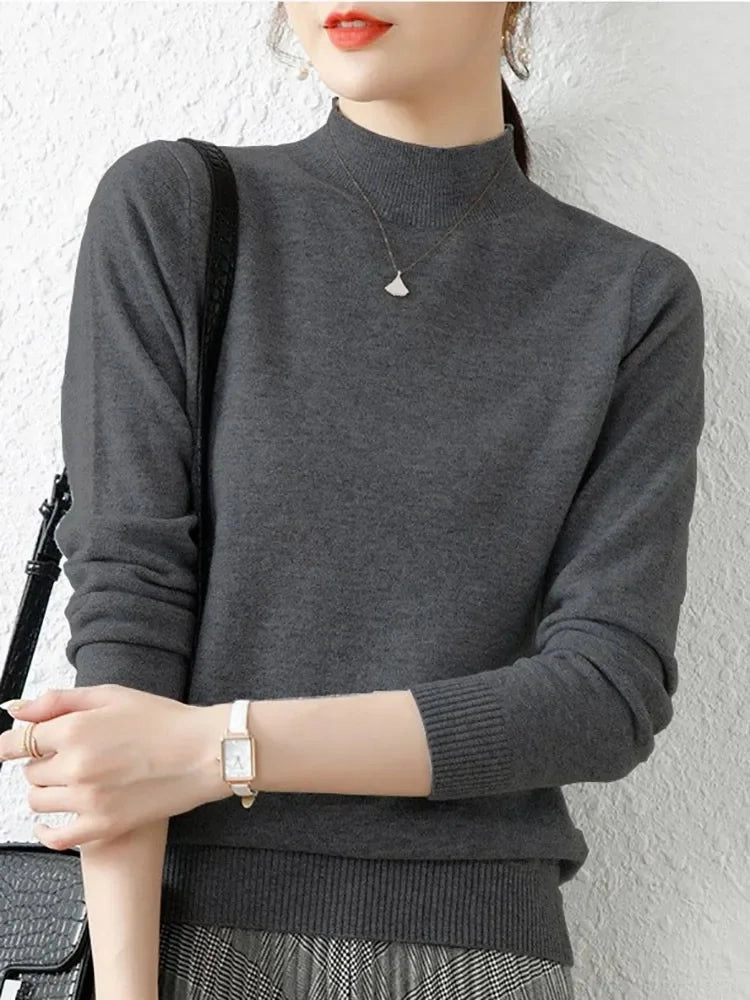 Autumn Winter Turtleneck Pullover Women Knitted Jumper Soft Warm