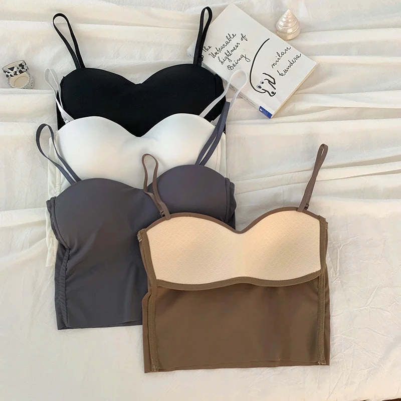 Backless Ice Silk Spaghetti Camisole Cute Crop Top for Women