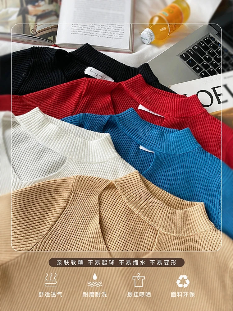 Basic Hollow Out Women Sweaters Autumn Winter Slim Jumper Soft Warm Pullover 2025