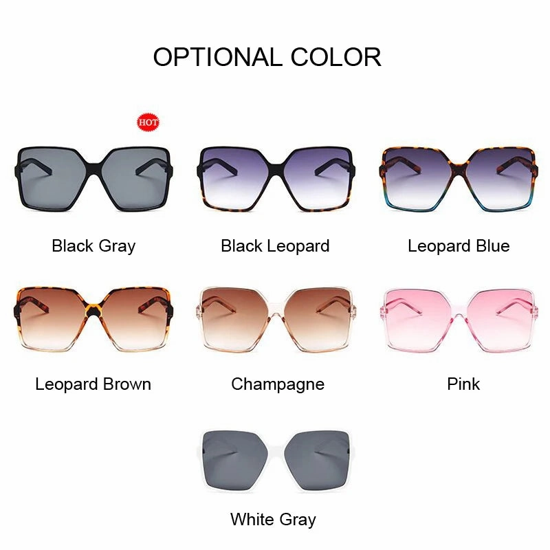 Black Square Oversized Sunglasses Woman Big Frame Shades