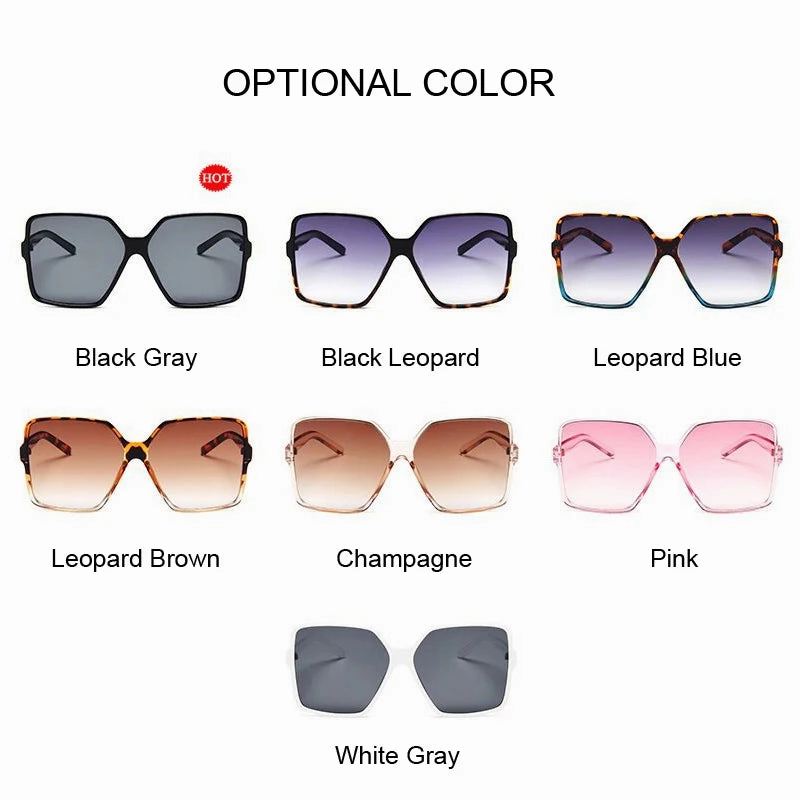 Black Square Oversized Sunglasses Woman Big Frame Shades