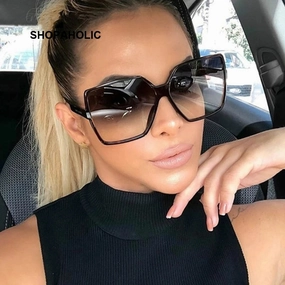 Black Square Oversized Sunglasses Woman Big Frame Shades