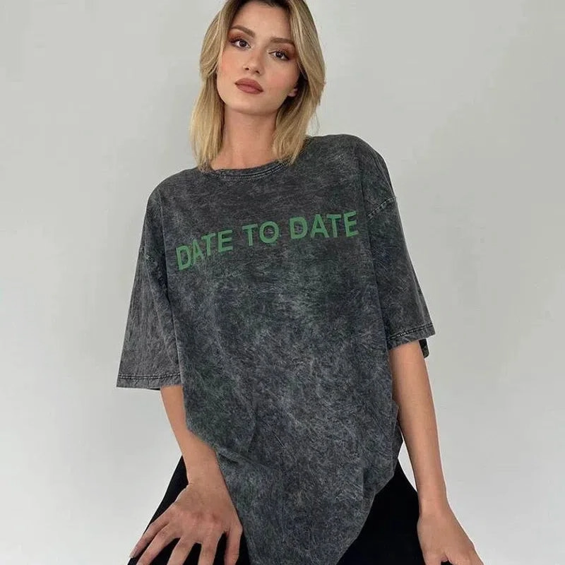 Blessyuki Quality Acid Wash TShirt Plus Size Vintage Style