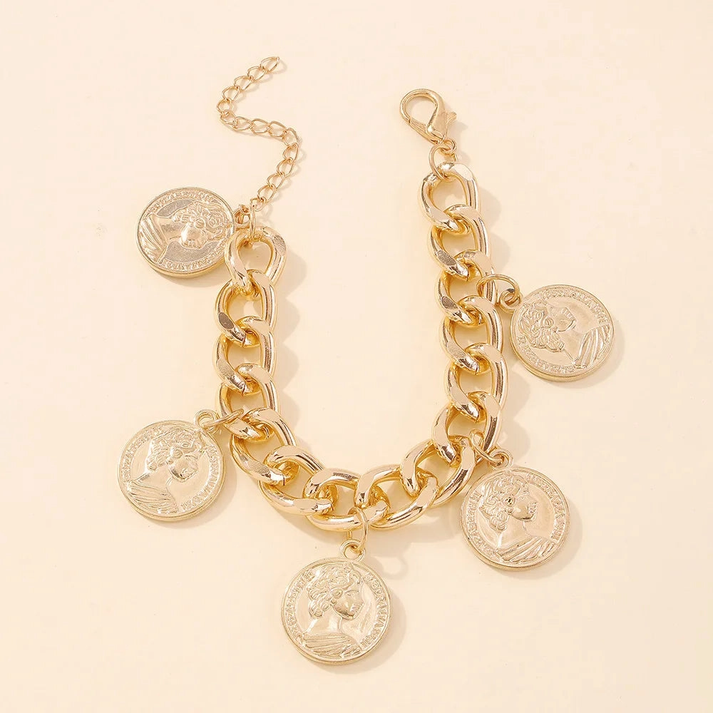 Boho Fashion Bracelets For Women Vintage Gold Pendant Jewelry