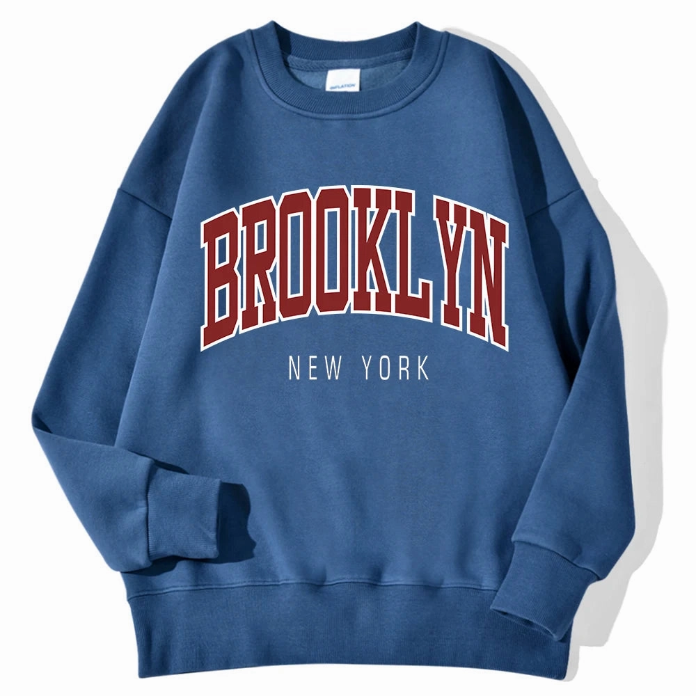 Brooklyn New Work Printed Hoodies Women Casual Colorful Tops