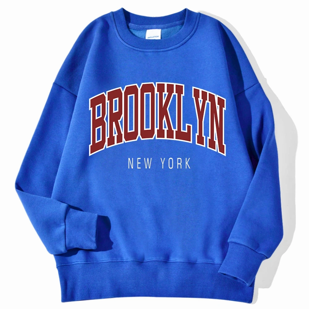 Brooklyn New Work Printed Hoodies Women Casual Colorful Tops