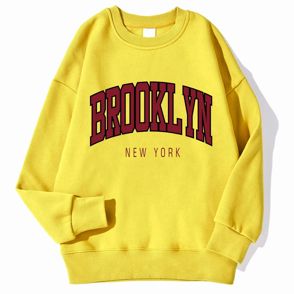 Brooklyn New Work Printed Hoodies Women Casual Colorful Tops