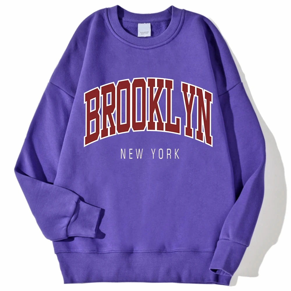 Brooklyn New Work Printed Hoodies Women Casual Colorful Tops