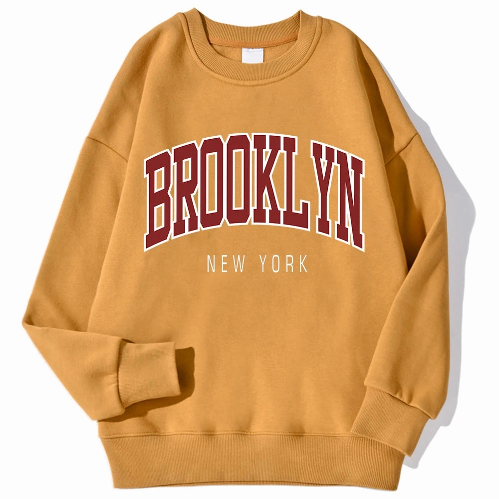 Brooklyn New Work Printed Hoodies Women Casual Colorful Tops