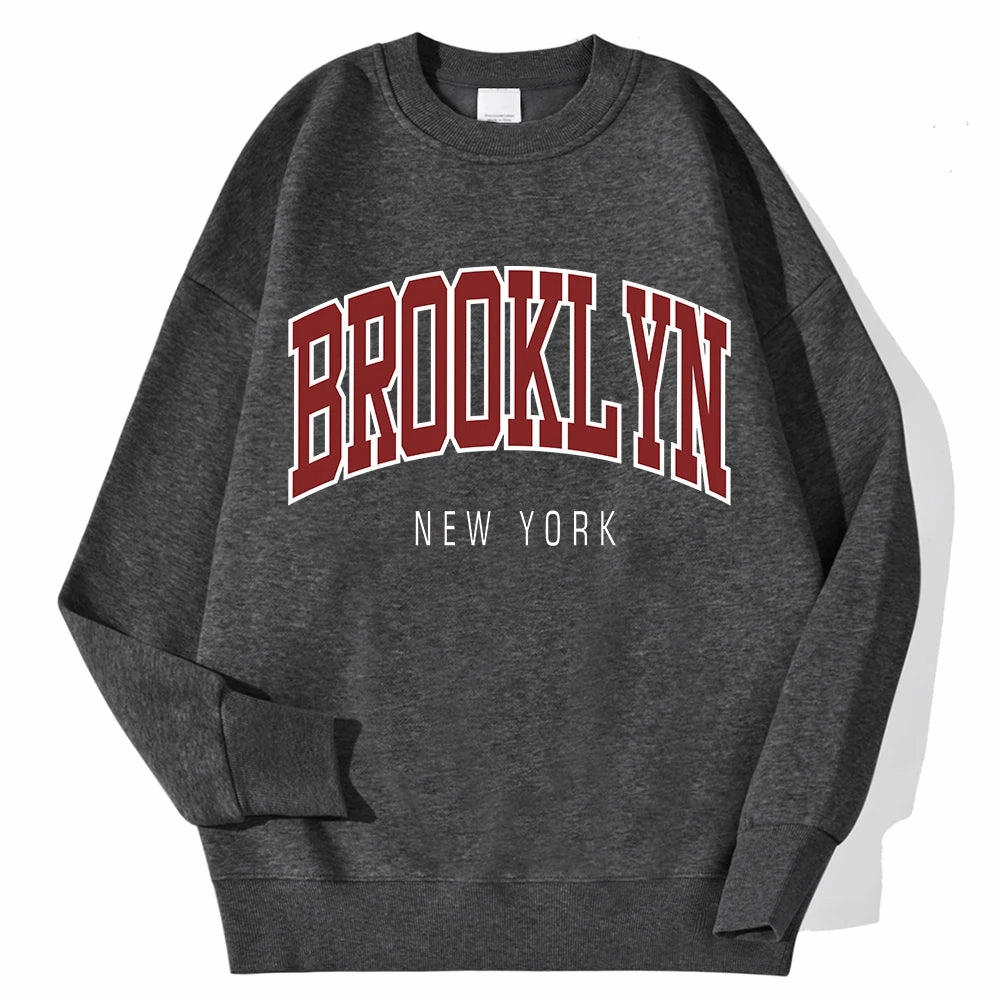 Brooklyn New Work Printed Hoodies Women Casual Colorful Tops