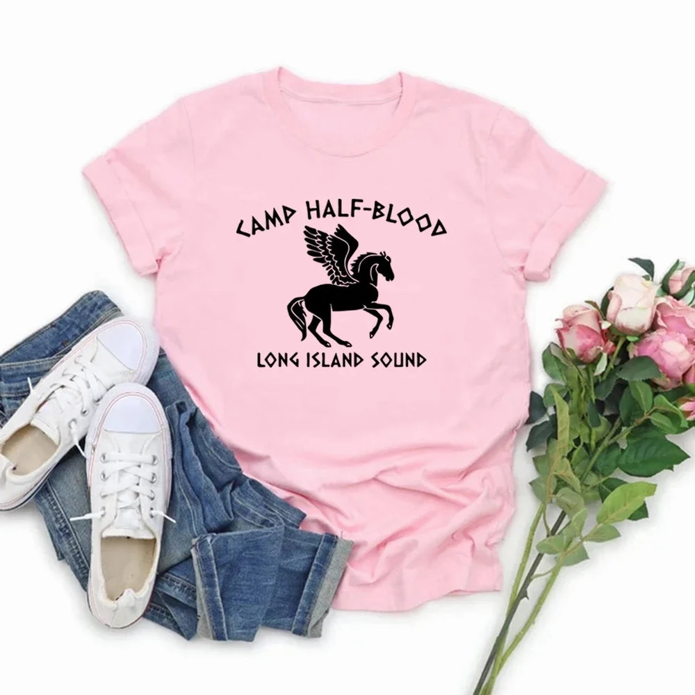 Camp Half Blood Percy Jackson Graphic T Shirt Unisex Short Sleeve Cotton Tee for Fans Casual Vintage O-Neck Tee