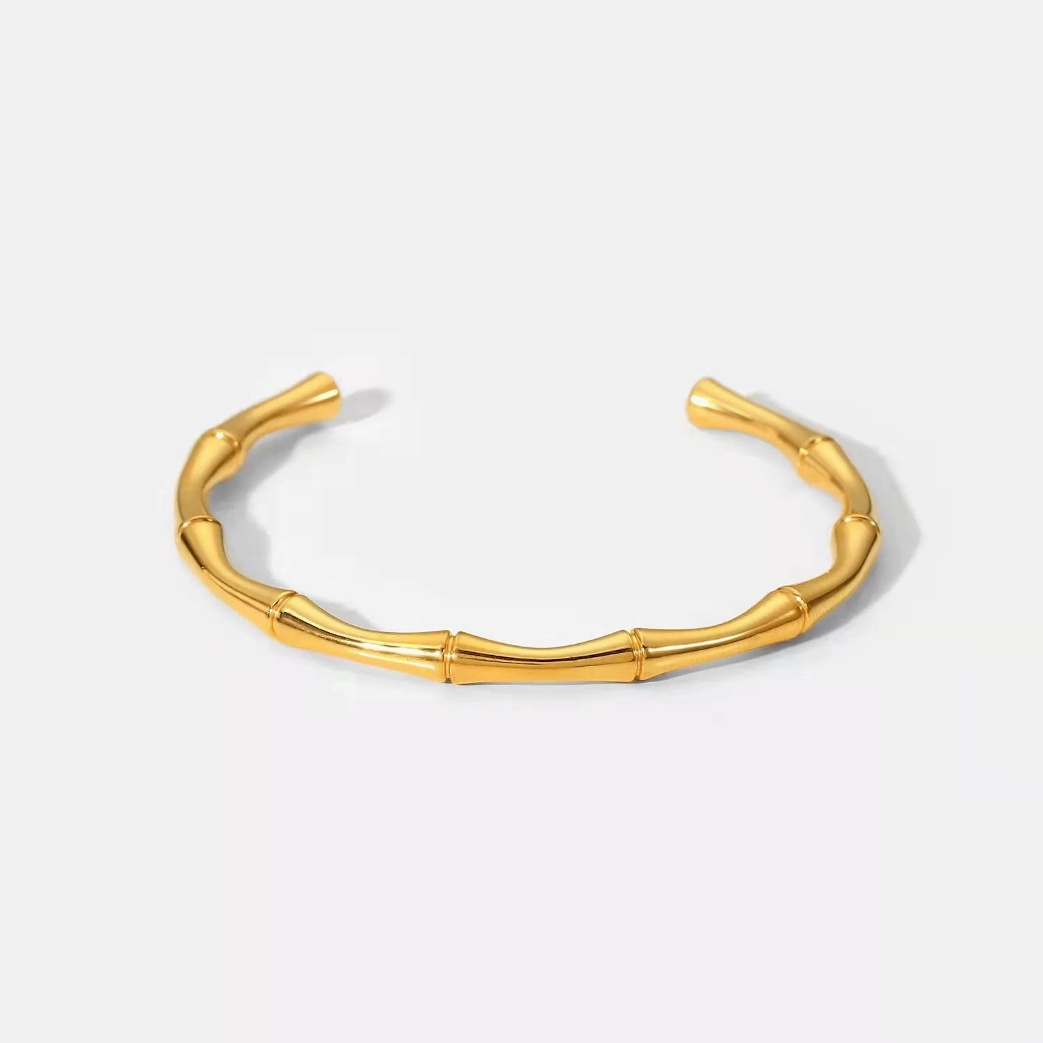 CARLIDANA Simple Stainless Steel Gold Color Bamboo Joint BanglesTrend Bracelet For Women Men Romantic Party Gift Fashion Jewelry