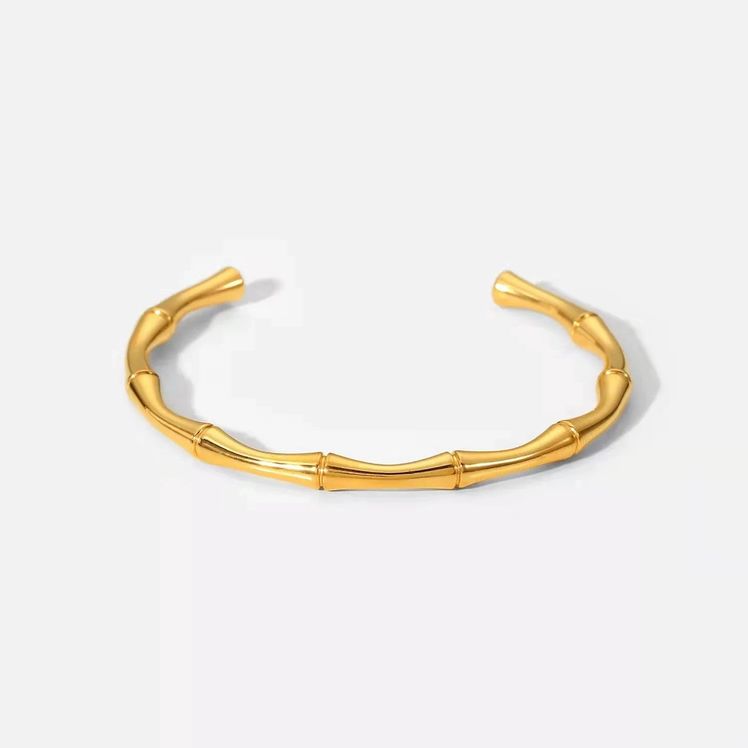 CARLIDANA Simple Stainless Steel Gold Color Bamboo Joint BanglesTrend Bracelet For Women Men Romantic Party Gift Fashion Jewelry