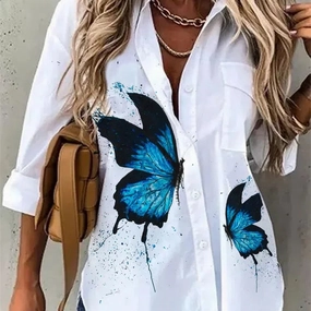Casual Printed Long Sleeve Top for Women - Relaxed Fit, Stylish Everyday Wear