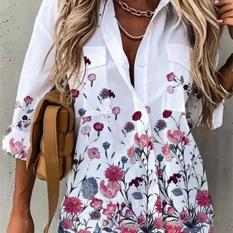 Casual Printed Long Sleeve Top for Women - Relaxed Fit, Stylish Everyday Wear