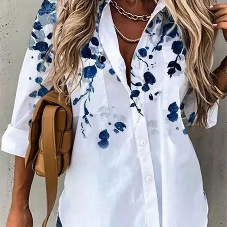 Casual Printed Long Sleeve Top for Women - Relaxed Fit, Stylish Everyday Wear
