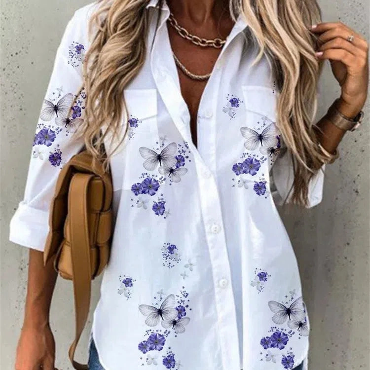 Casual Printed Long Sleeve Top for Women - Relaxed Fit, Stylish Everyday Wear