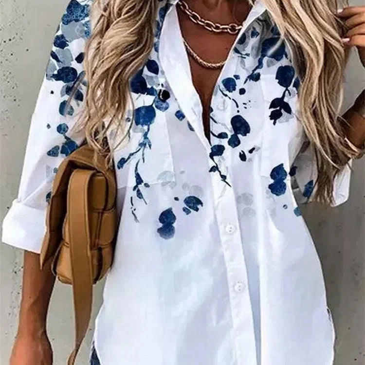 Casual Printed Long Sleeve Top for Women - Relaxed Fit, Stylish Everyday Wear