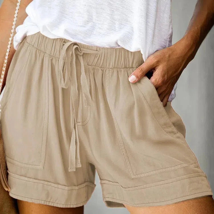 Casual Shorts for Women's Summer High Waisted Lace Up Twill Pants