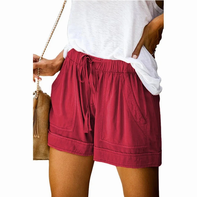 Casual Shorts for Women's Summer High Waisted Lace Up Twill Pants