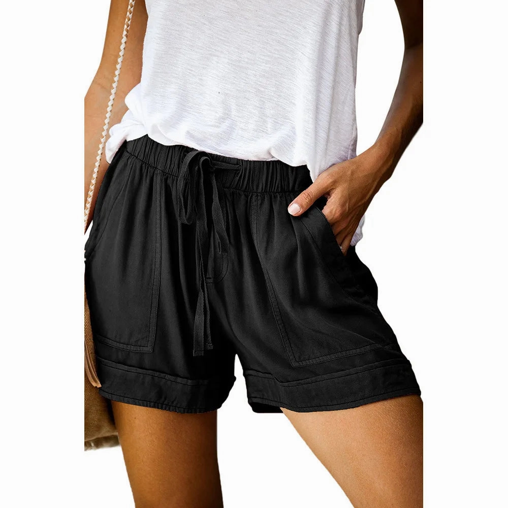 Casual Shorts for Women's Summer High Waisted Lace Up Twill Pants