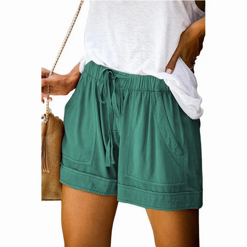Casual Shorts for Women's Summer High Waisted Lace Up Twill Pants