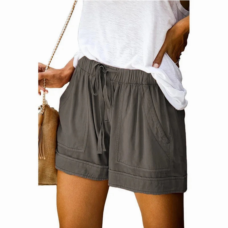 Casual Shorts for Women's Summer High Waisted Lace Up Twill Pants