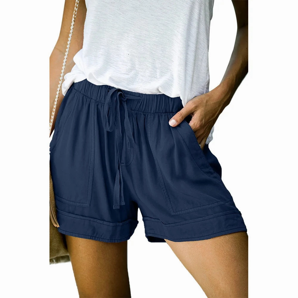 Casual Shorts for Women's Summer High Waisted Lace Up Twill Pants