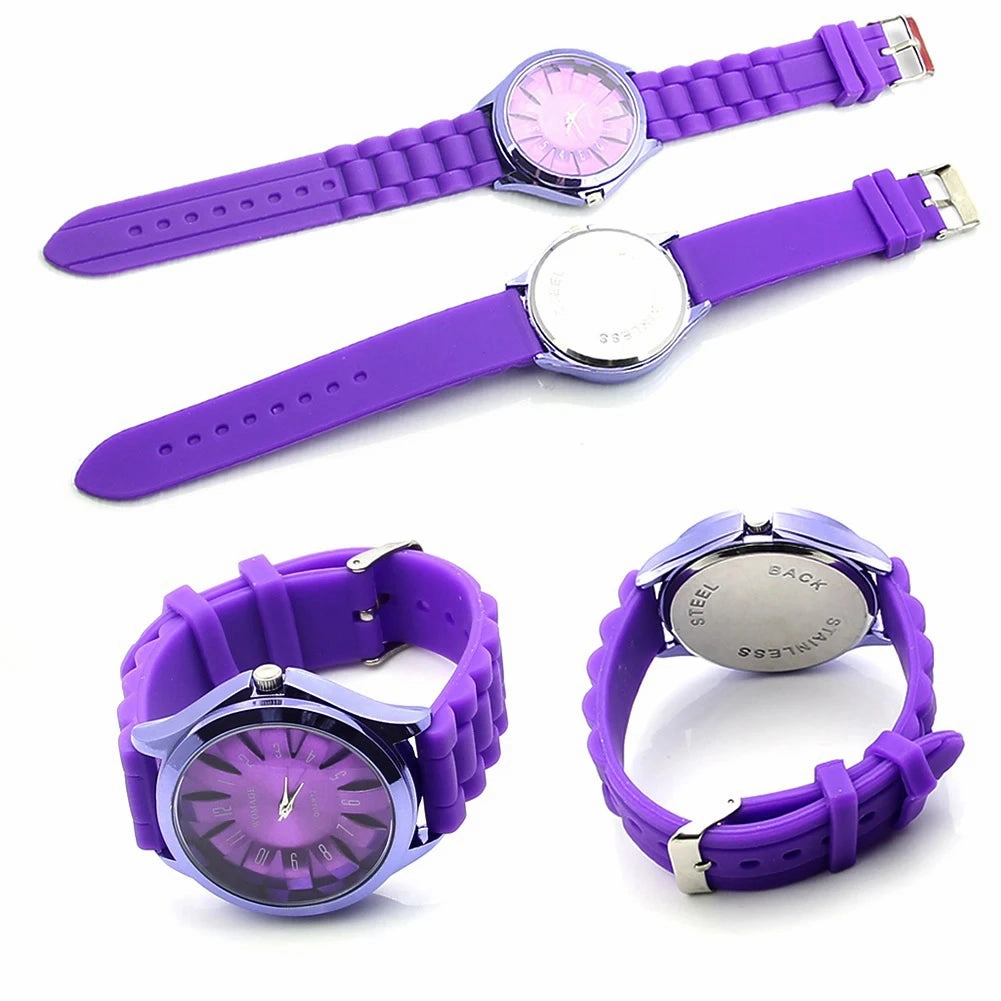 Casual Silicone Clock Jelly Band Flower Dial Sports Watch