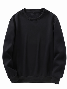 Casual Solid Color Crew Neck Long Sleeve Pullover Sweatshirt