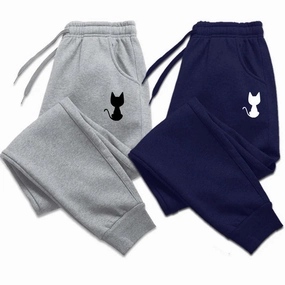 Cat Printed Women Sweatpants Fleece Jogging Trousers Casual Warm Fitness Pants