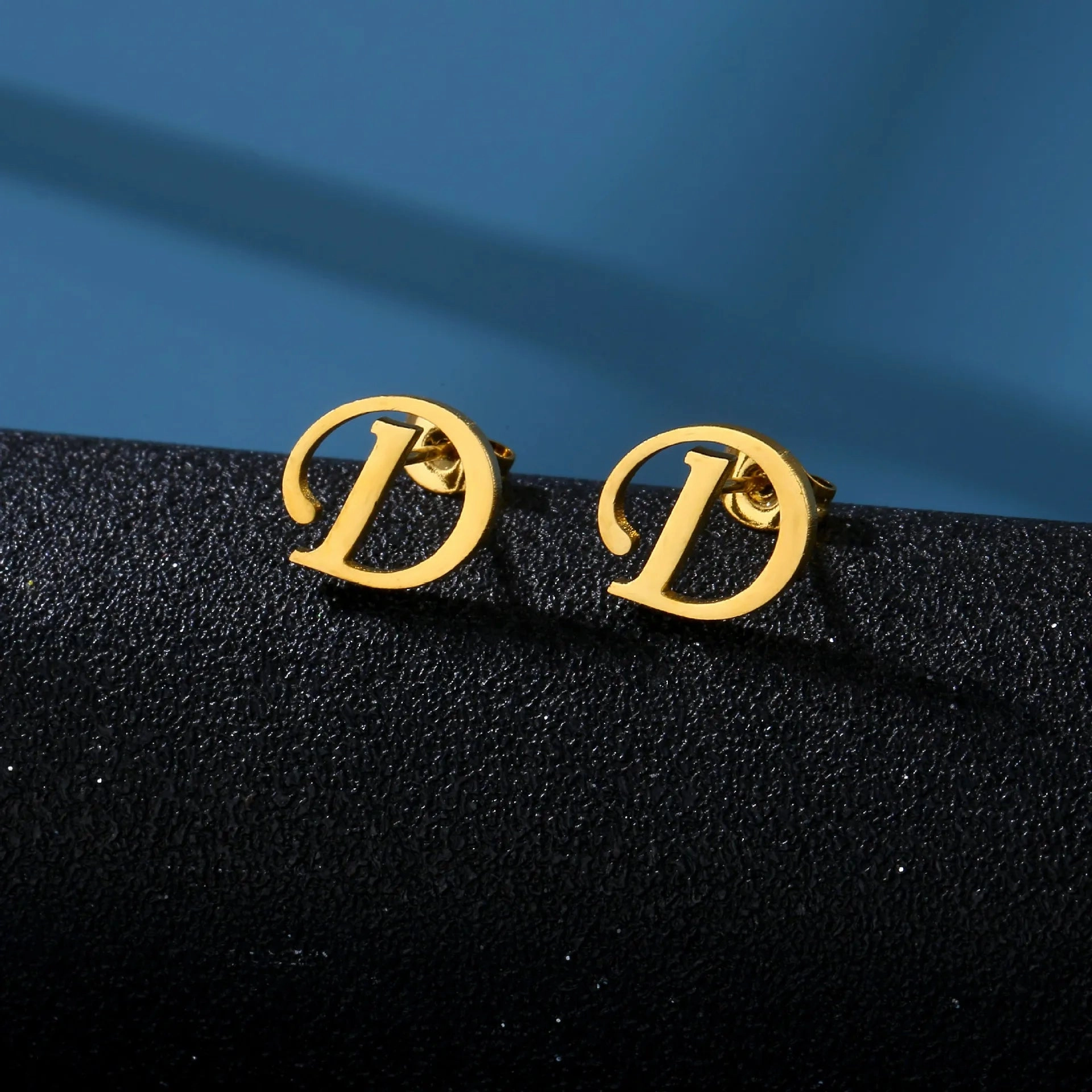 Charm Stainless Steel Initial Letter Stud Earrings for Women