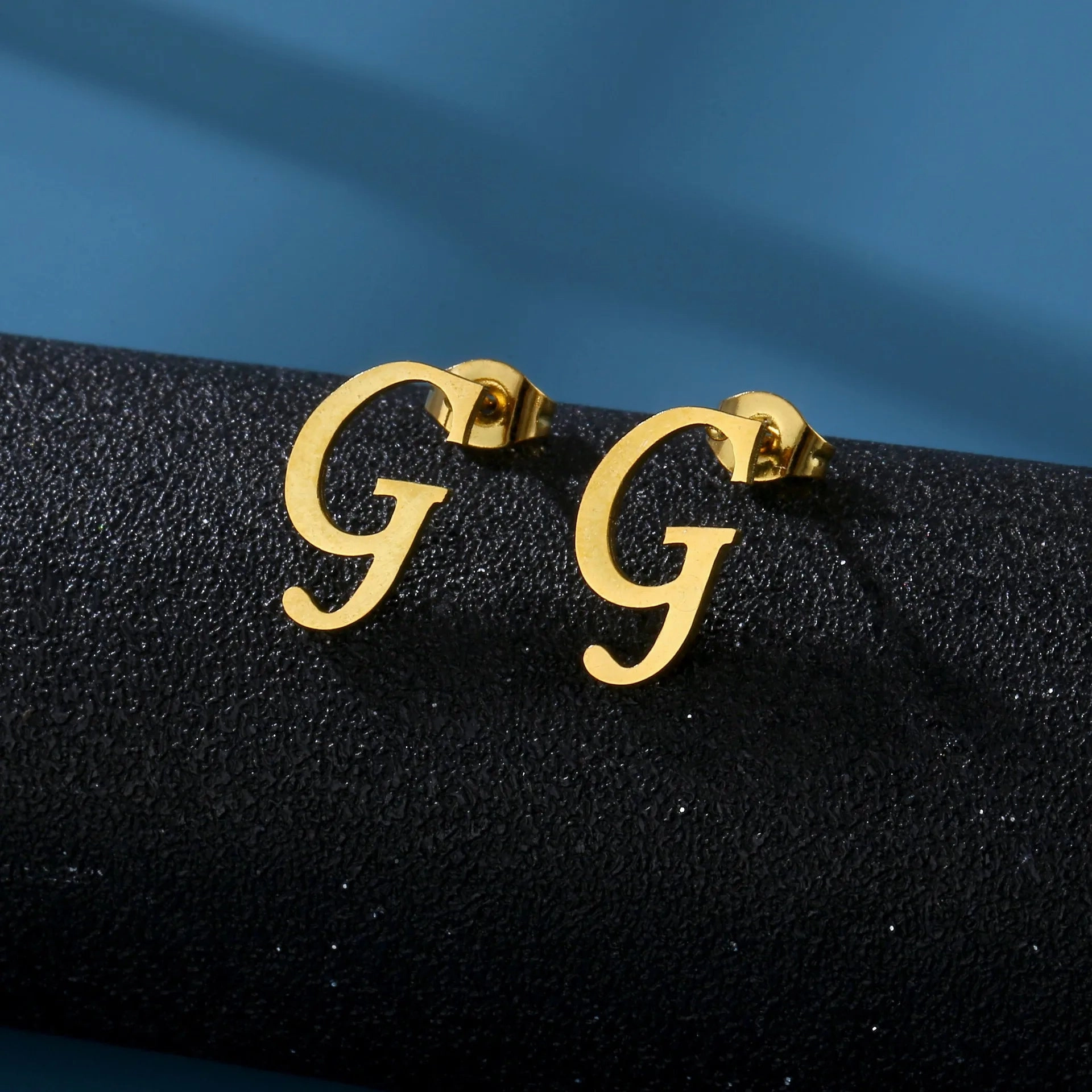 Charm Stainless Steel Initial Letter Stud Earrings for Women