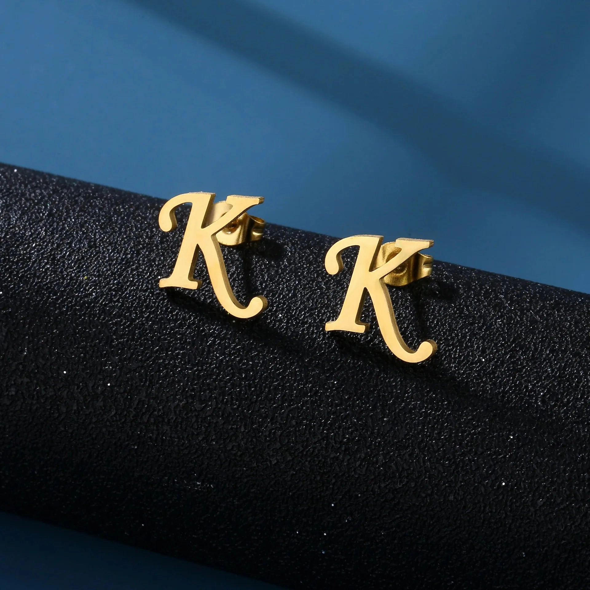 Charm Stainless Steel Initial Letter Stud Earrings for Women