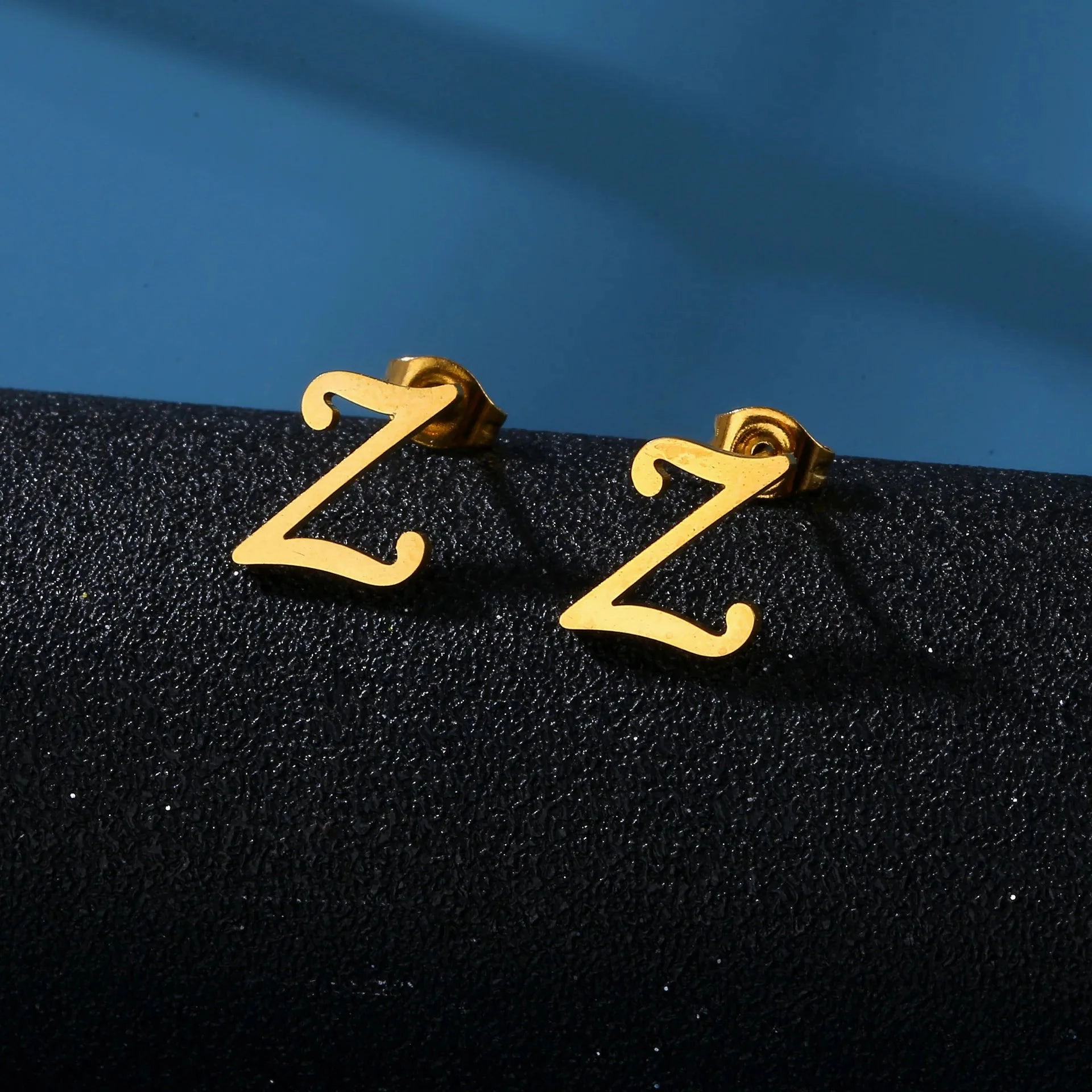 Charm Stainless Steel Initial Letter Stud Earrings for Women